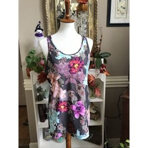 Calia by Carrie Underwood Sz 1X  Floral Print Cutout Racerback Fitness Tank Top